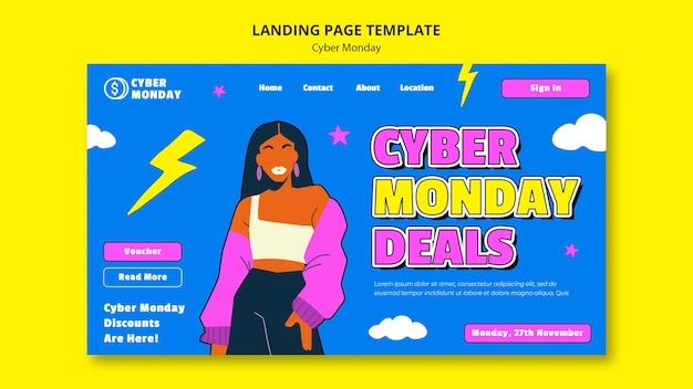 Plantilla de la página de aterrizaje de cyber monday