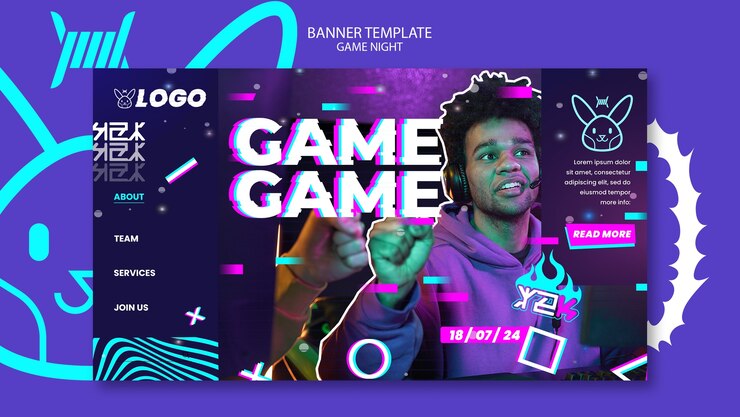 PSD gratuito plantilla de página de aterrizaje de entretenimiento de la noche del juego
