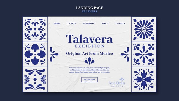 Plantilla de página de aterrizaje de evento talavera de diseño plano