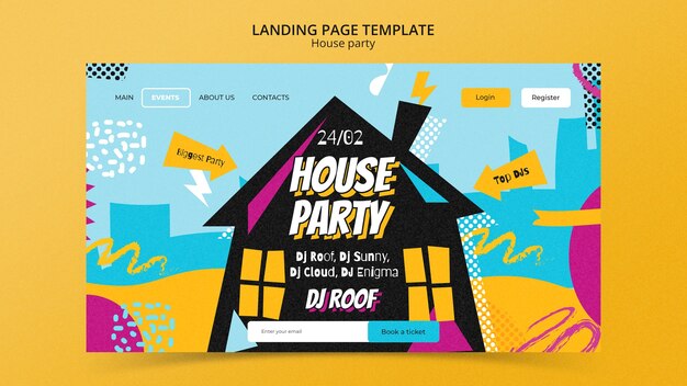 plantilla de página de aterrizaje de la fiesta de la casa