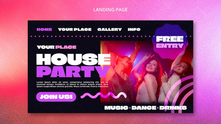 PSD gratuito plantilla de página de aterrizaje de la fiesta de la casa
