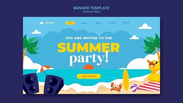 Plantilla de página de aterrizaje de fiesta de verano
