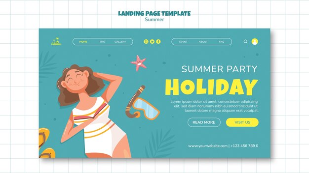 Plantilla de página de aterrizaje de fiesta de verano