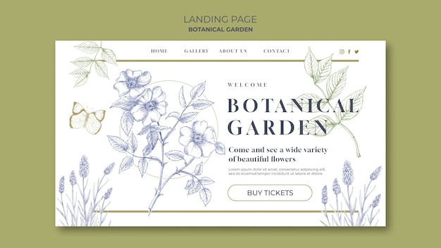 Plantilla de página de aterrizaje del jardín botánico