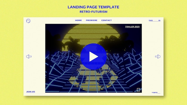 PSD gratuito plantilla de página de aterrizaje retro-futurismo