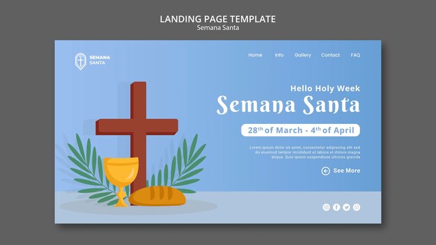 Plantilla de página de aterrizaje de semana santa ilustrada