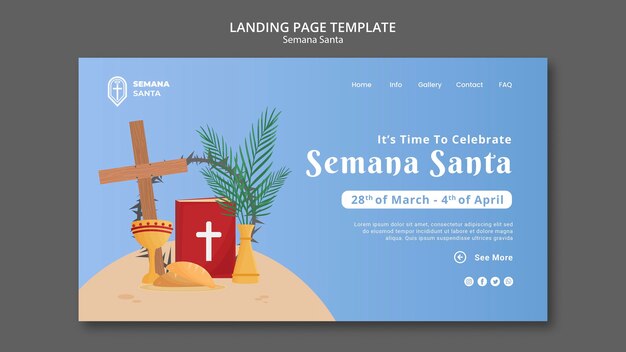Plantilla de página de aterrizaje de semana santa ilustrada