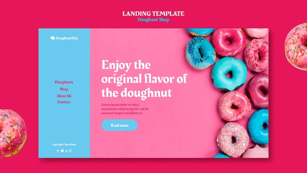 Plantilla de página de aterrizaje de tienda de donas