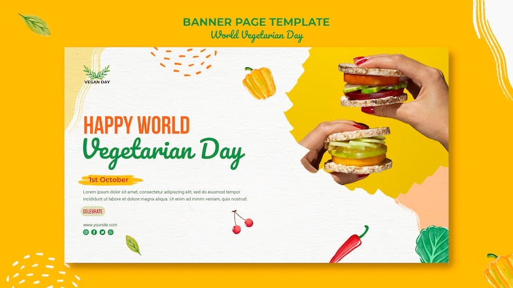 PSD gratuito plantilla de página de banner del día mundial del vegetariano