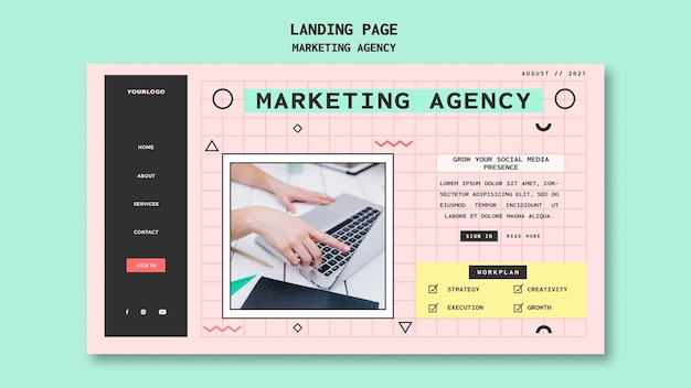 PSD gratuito plantilla de página de destino de agencia de marketing en redes sociales