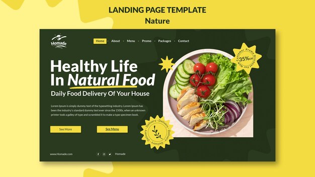 Plantilla de página de destino de alimentos naturales