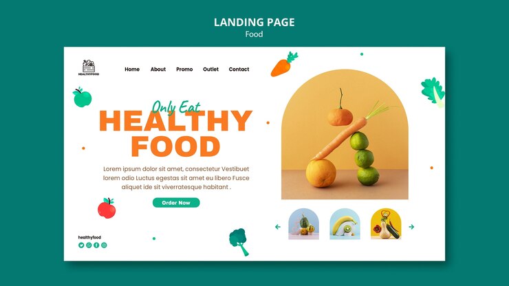 PSD gratuito plantilla de página de destino de alimentos saludables