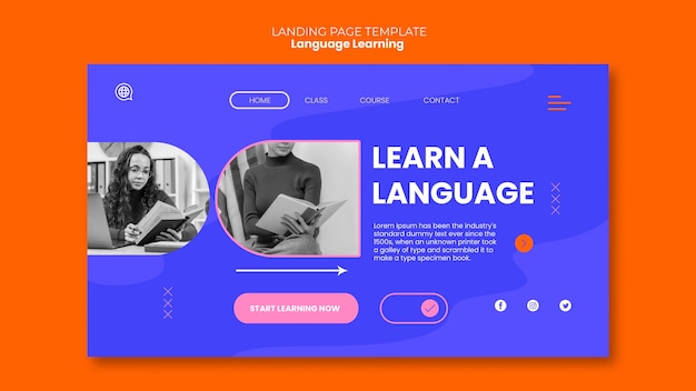 Plantilla de página de destino de aprendizaje de idiomas
