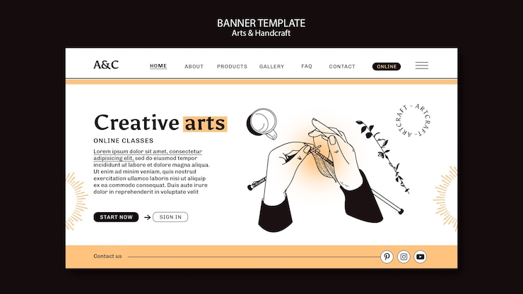 PSD gratuito plantilla de página de destino para artes y manualidades.