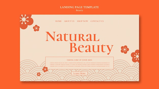 Plantilla de página de destino de belleza con flores