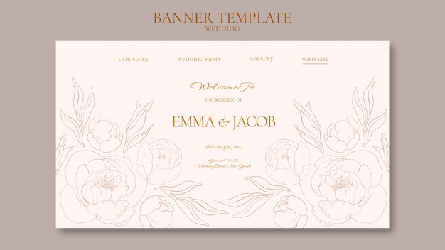Plantilla de página de destino de boda floral en acuarela