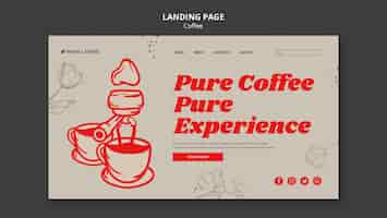 PSD gratuito plantilla de página de destino de café dibujada a mano