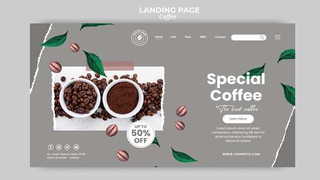 Plantilla de página de destino para café