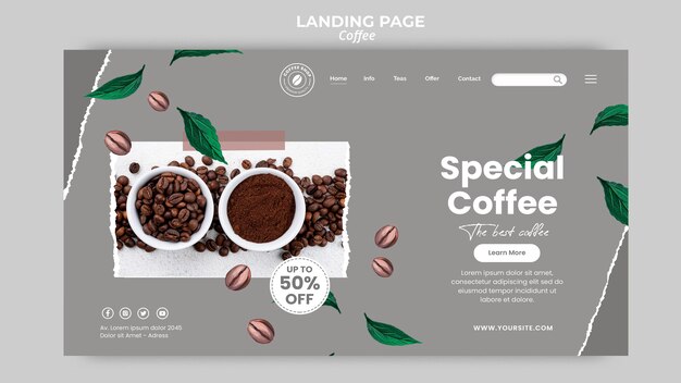 Plantilla de página de destino para café