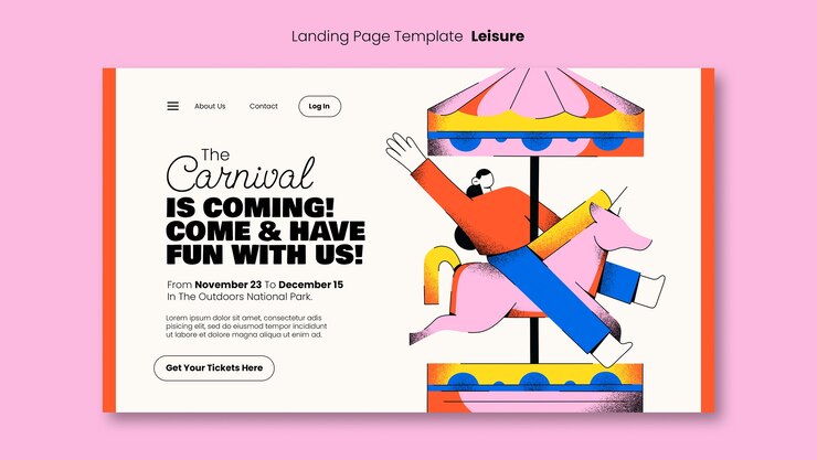 PSD gratuito plantilla de página de destino de carnaval