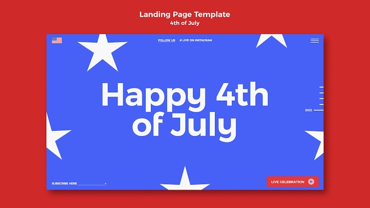 PSD gratuito plantilla de página de destino de celebración del 4 de julio