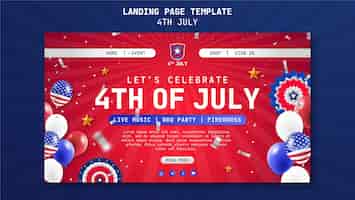 PSD gratuito plantilla de página de destino de celebración del 4 de julio