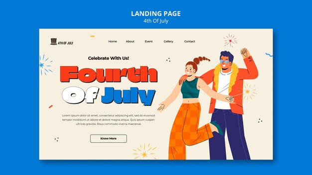 plantilla de página de destino de celebración del 4 de julio
