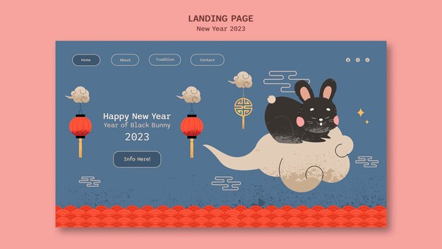 Plantilla de página de destino de celebración de año nuevo