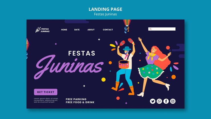 PSD gratuito plantilla de página de destino para la celebración brasileña de festas juninas