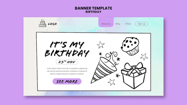 Plantilla de página de destino de celebración de cumpleaños para niños