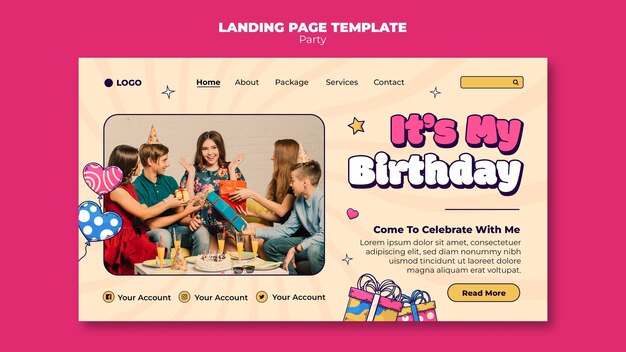 Plantilla de página de destino de celebración de cumpleaños