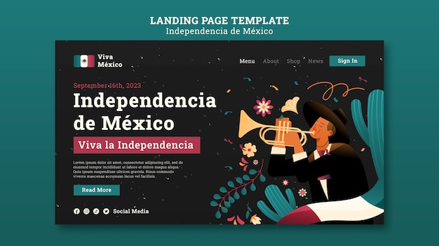 PSD gratuito plantilla de página de destino para la celebración del día de la independencia de méxico