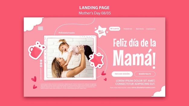 PSD gratuito plantilla de página de destino de celebración del día de la madre