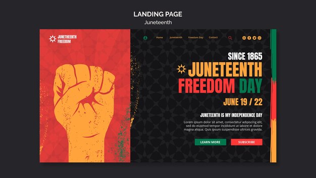 Plantilla de página de destino de celebración del diecinueve de junio