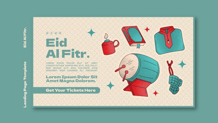 PSD gratuito plantilla de página de destino de celebración de eid al fitr