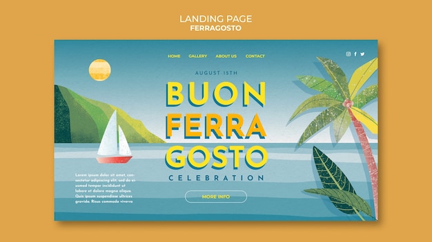 Plantilla de página de destino de celebración de ferragosto