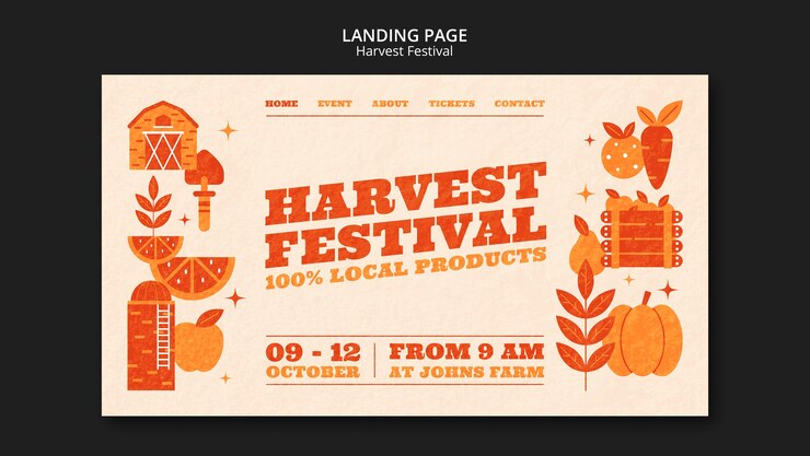 PSD gratuito plantilla de página de destino de celebración del festival de la cosecha