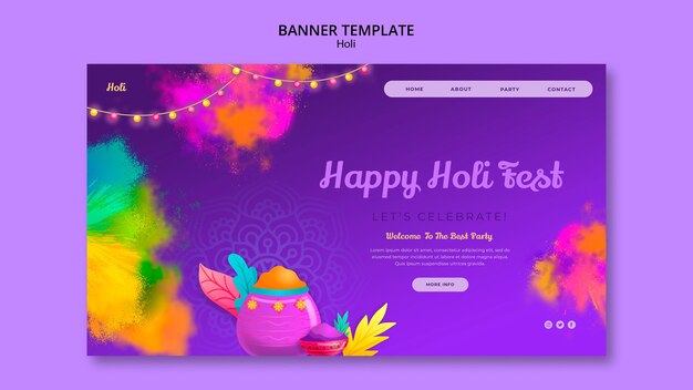Plantilla de página de destino de celebración del festival holi
