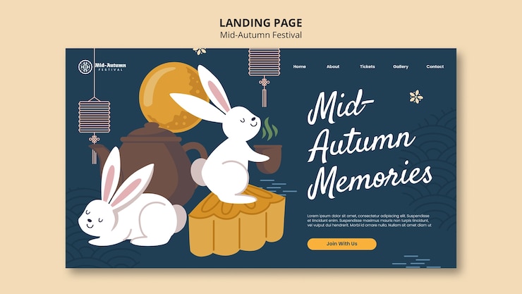 PSD gratuito plantilla de página de destino para la celebración del festival del medio otoño