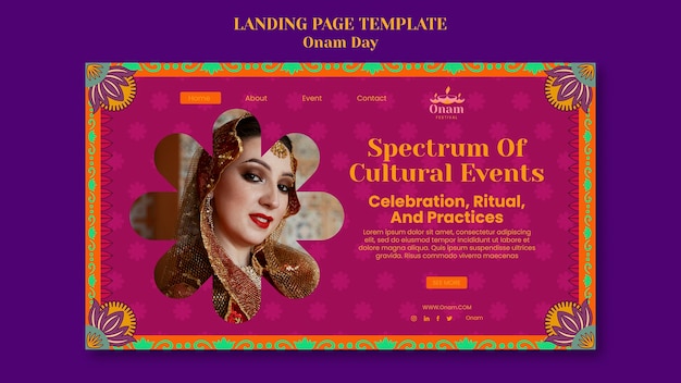 PSD gratuito plantilla de página de destino para la celebración del festival onam