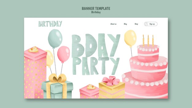 Plantilla de página de destino para celebración de fiesta de cumpleaños