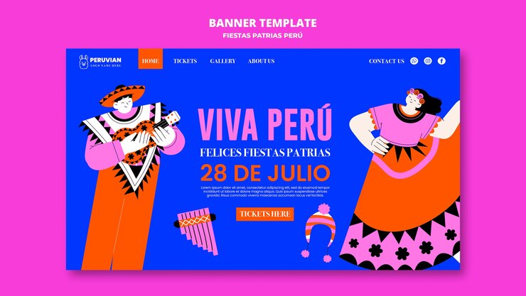 PSD gratuito plantilla de página de destino de celebración de fiestas patrias perú