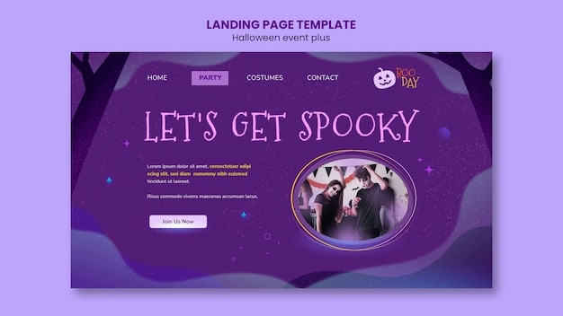 PSD gratuito plantilla de página de destino de celebración de halloween espeluznante