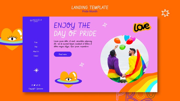 PSD gratuito plantilla de página de destino para la celebración del mes del orgullo