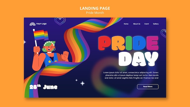Plantilla de página de destino de celebración del mes del orgullo