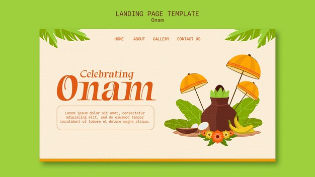 PSD gratuito plantilla de página de destino para la celebración de onam