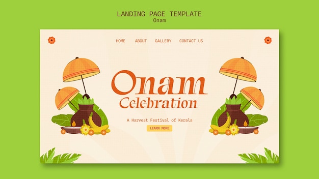 Plantilla de página de destino para la celebración de onam