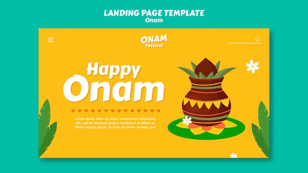 Plantilla de página de destino para la celebración de onam