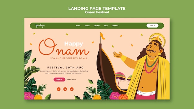 Plantilla de página de destino para la celebración de onam