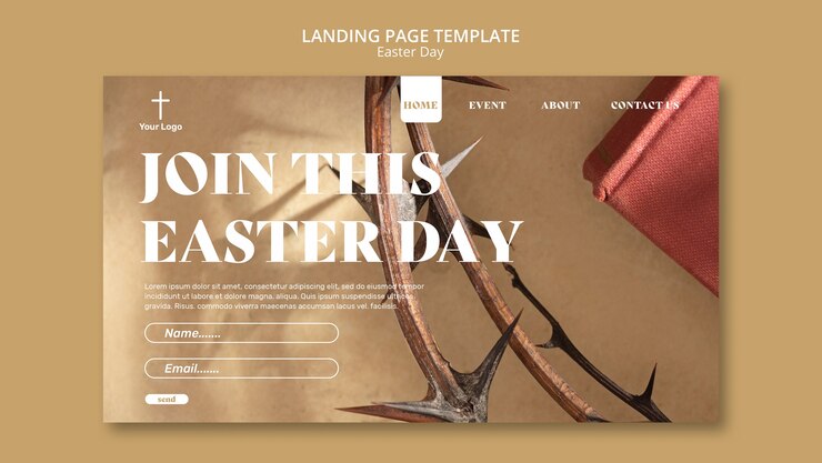 PSD gratuito plantilla de página de destino de celebración de pascua